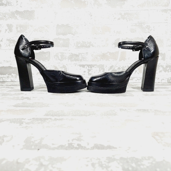 NEW AIRSTEP A.S.98 VIVENT Black Leather Strap Buckle Closed Toe Block Heels W430 - Picture 7 of 14